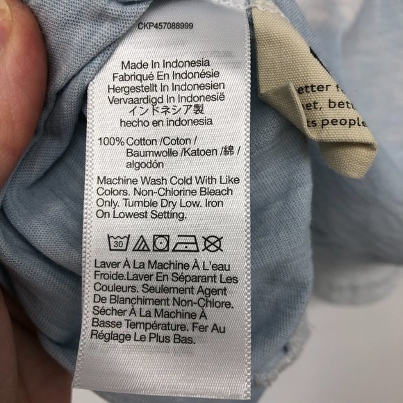 Madewell Blue White Cloudy Tie Dye Ribbed crewneck cotton whisper long sleeve SP - Picture 8 of 16